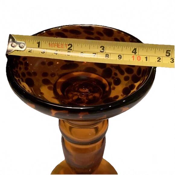🌼Brown Speckled Glass Candle Holder Pillar Decorative Collectible 7” - Picture 8 of 9